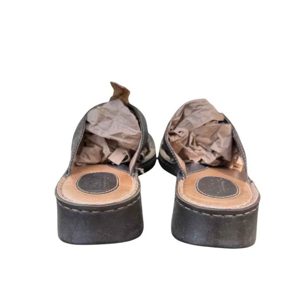 Born Brown Leather Slip On Thong Flip Flop Comfort Sandals W6490 A7 Women's 10